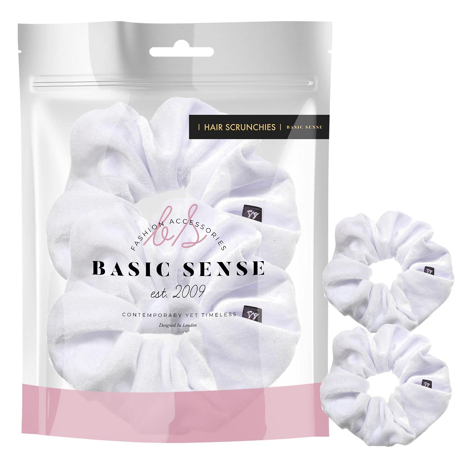 2 PCS Premium Large Hair Velvet Scrunchies Ties Bands Updo Ponytail Bobble Scrunchy Holder For Women Girl Kids, White