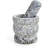 Nizodo 2.95" Small Granite Mortar and Pestle Set, Natural Stone Grinder | 100% natural solid granite stone. Compact portable spice crusher with non-slip base. Easy to clean kitchen tool