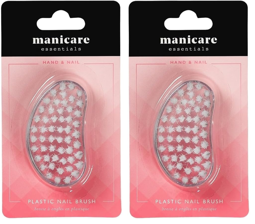 Manicare Plastic Nail Brush, Hygienic Hand And Nail Cleaning Brush, Scrubbing Brush To Clean Under Nail Dirt Grime And Grease, Firm Strong Bristles, For Use On Fingernails And Toenails (Pack of 2)