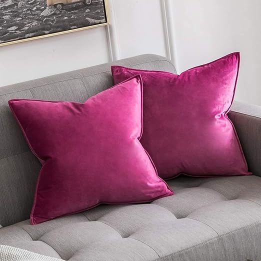 MIULEE Pack of 2 Velvet Soft Decorative Square Throw Pillow Case