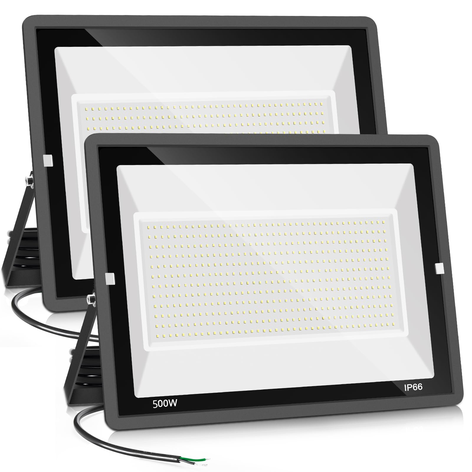 Photo 1 of 500W 2pack LED Flood Light Outdoor,(2750W Equivalent)Super Bright 58,500LM Daylight 5000K IP66 Waterproof Security LED Arena Lights,Commercial Lighting Floodlight for Backyard|Court|Stadium|Fields