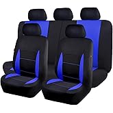 Flying Banner Car Seat Covers Full Set Front Seats and Rear Bench Polyester car seat Protectors Black Gray Purple airbag Compatible Rear Bench Split (Black Blue)