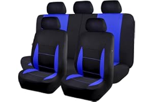 Flying Banner Car Seat Covers Full Set Front Seats and Rear Bench Polyester car seat Protectors Black Gray Purple airbag Compatible Rear Bench Split (Black Blue)