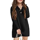 Meikulo Girls Sweater Dress Long Sleeve Knitted Button Up Dress Kids Pullover Fall Dresses 5-14 Years