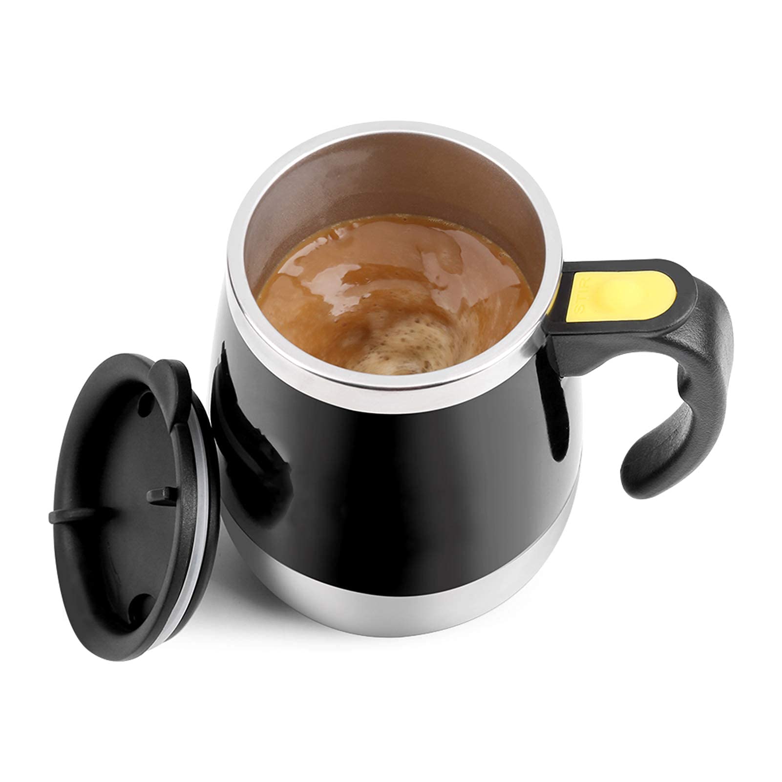 Wifehelper Stainless Steel Magnetic Electric Stirring Coffee Cup (Black)