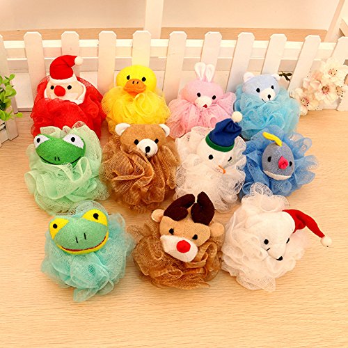 4 Pack of Animal Bath Shower Sponge Pouf Loofahs, Mesh Brush Animal Shower Ball Great Christmas Gift for Kids