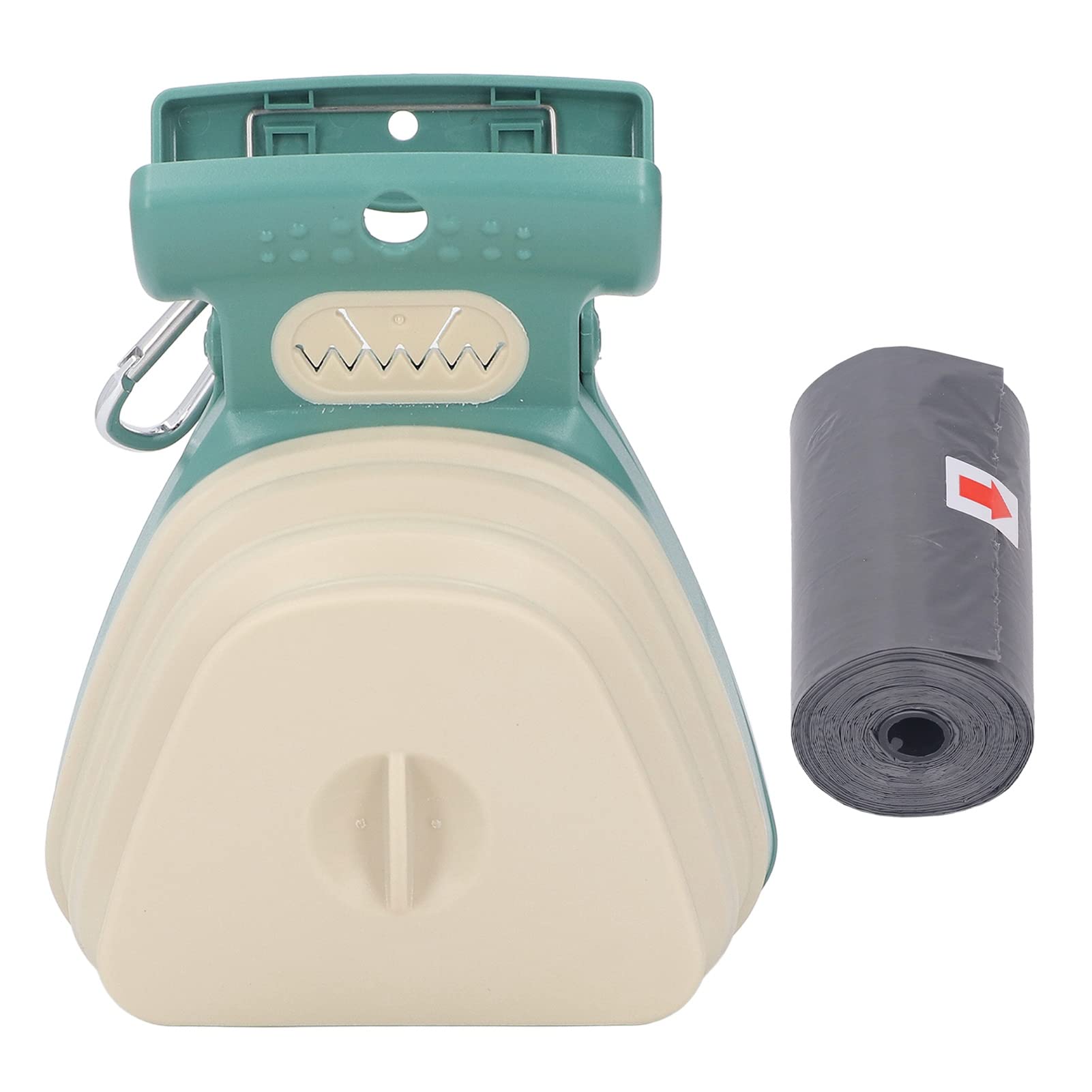 Dog Pooper Scooper, Portable Dog Poop Scooper, Pet Sanitary Waste Pick Up for All Dogs, Handheld Size Pup Poop Scoop Dog Waste Cleaner with Leash Clip and 1 Roll Poop Bag (Mustard Green)