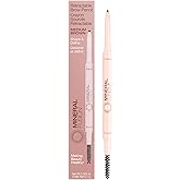 Mineral Fusion Retractable Brow Pencil (Medium Brown) - TZR 2025 Beauty Heroes Award Winner - Shape & Define Eyebrow with Blending Spoolie Brush - Velvety Smooth, Long-Lasting Color - Vegan Formula