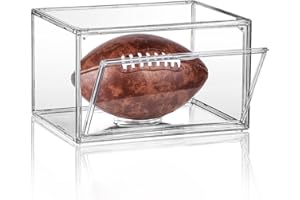 AUCARE Football Display Case Full Size, Clear Acrylic Football Case Display Case with Magnetic Door and UV Protection, Professional Grade Stackable Football Display Box (1 Pack)