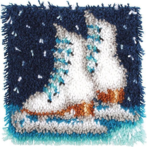 Wonderart Figure Skates Latch Hook Kit, 12" X 12"