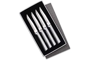 Rada Cutlery Serrated Steak Knife Set – Stainless Steel Knives with Brushed Aluminum Handles, Set of 4