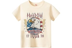 Sineeko Kids Boys American Flag Shirts 4th of July T-Shirt Toddler Girls Cotton Patriotic Tops Tee Independence Day Clothes