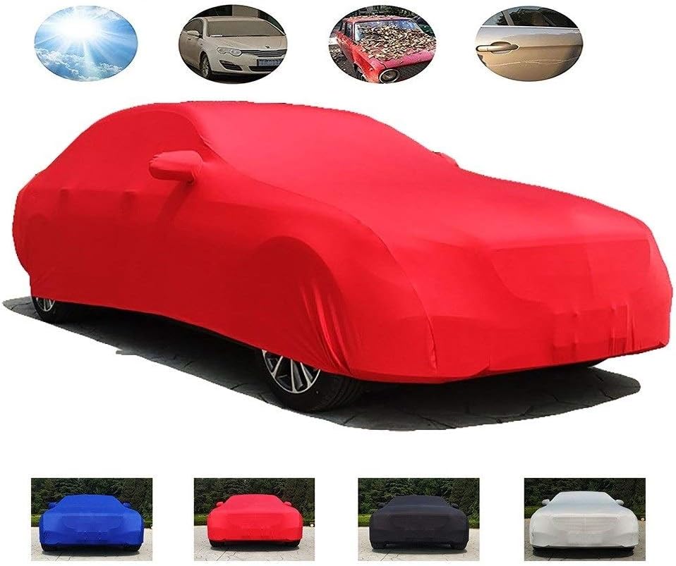 HEQCG Compatible with Car Cover Maserati GranTurismo,Sedan/Convertible/SUV/Supercar Cover,Velvet Elastic Cloth Car Cover,4 Colors (Color : Red, Size : 4881 * 1915 * 1353mm)