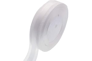 ATRBB 50 Yards 1 Inch Wide Satin Ribbon with Organza Edge for Wedding Gifts Wrapping DIY Bows and Craft (White)