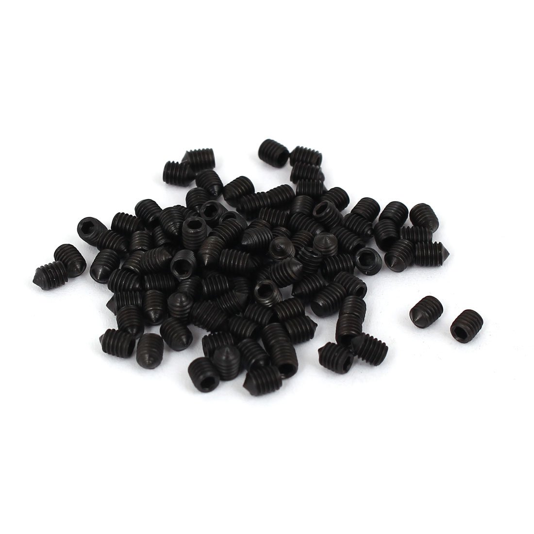 Sourcingmap M3 x 4mm Grade 12.9 Carbon Steel Hex Socket Drive Cone Point Grub Screws 100PCS