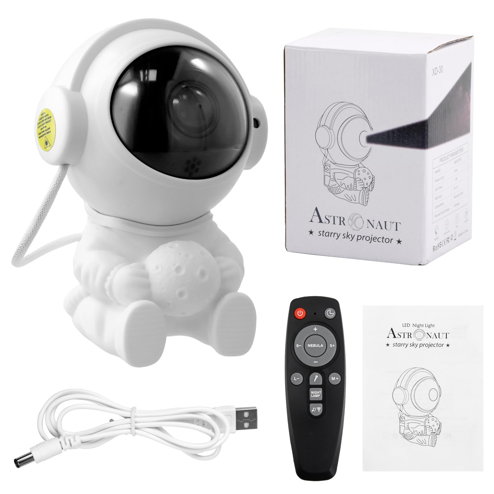 Bezavea Astronaut Galaxy Star Projector, 360°Adjustable Nebula Starry Night Light Projector with Remote Control