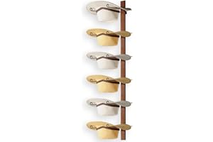 FLUFFYTREE Cowboy Hat Rack, 6 Pieces Hat Rack for Cowboy Hats with Wooden Board, Metal Cowboy Hat Holder Wall Storage Hat Holder-Organize Western Hats with Style and Ease