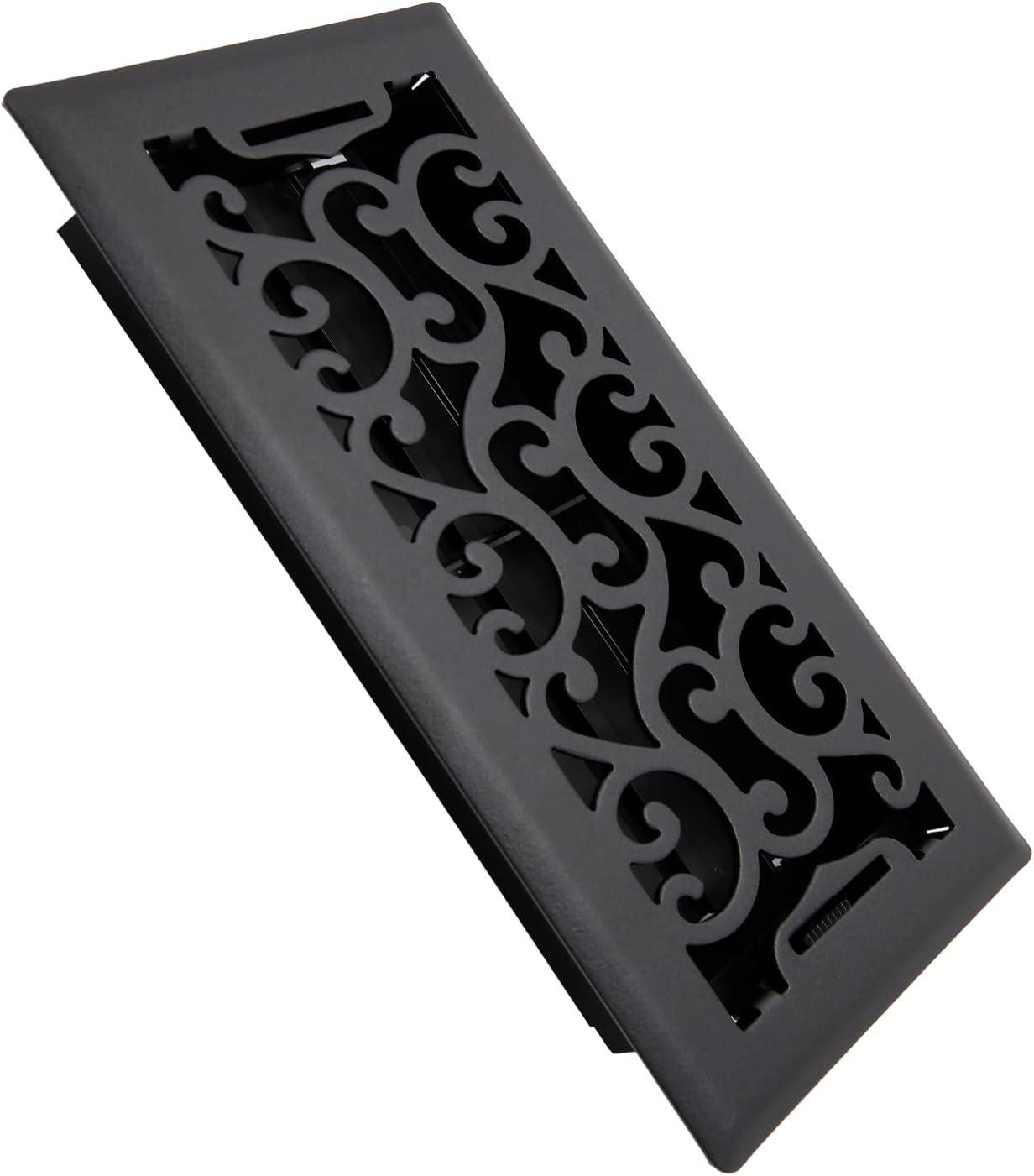 Registers, Grilles & Vents - SANYCASA Floor Register 4x10 Inches Heavy Duty Walkable Floor Register Easy Adjust Air Flow Floor Vents - Neoclassical Design - Matte Black - Vent Cover for Home Floor