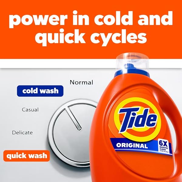 TIDE LAUNDRY DETERGENT LIQUID, ORIGINAL SCENT, 80 LOADS, 100 FL OZ, WORKS ON 100% OF COMMON STAINS, LAUNDRY SOAP, LIQUID LAUNDRY DETERGENT