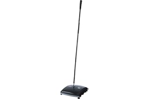 Rubbermaid Commercial Products Executive Series 7.5" Dual-Action Bristle Mechanical Sweeper Cordless Black Collects Dust Dirt and Debris from Hard Floors and Carpet