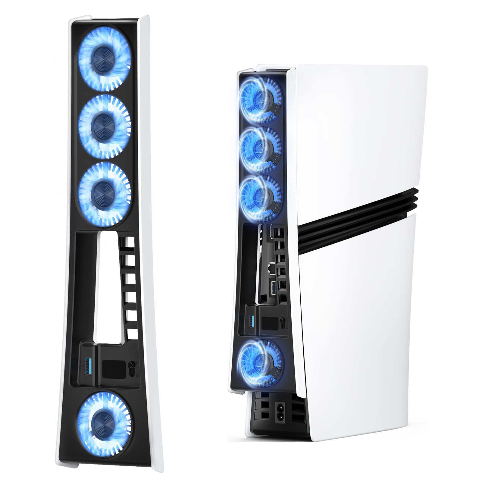 Photo 1 of 4 Cooling Fan for PS5 Pro Accessories, Upgraded Quiet Cooler Fans with Adjustable Speed, LED & Controller USB Port, Efficient Temperature-Controlled for PlayStation5 Pro Only, Not for PS5/PS5 Slim