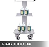 VEVOR 3-Layer Medical Lab Cart White Rolling Trolley Utility Cart with Wheels view 2