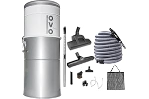 OVO Heavy Duty Powerful Central Vacuum System, Hybrid Filtration (with or Without Disposable Bags) 35L or 9.25Gal, 750 Airwatts with 40ft Deluxe Plus Accessory kit Included