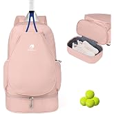 Outplea Tennis Bag Fits Two 27" Rackets, Tennis Backpack with Wet &amp; Shoe Compartment, Gym Backpacks for Sports Pickleball