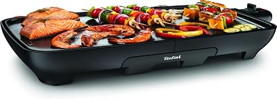 Malaga Plancha, Elektrischer Tischgrill, 2000 W, extra große Grillfläche, stufenlos regelbarer Thermostat, Antihaftbeschichtung, Thermo-Spot, Fettablaufrinne, für 6–8 Personen, Schwarz, CB501812