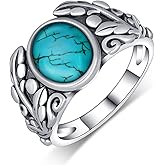 Naxidaze Genuine Turquoise Ring 925 Sterling Silver Real Turquoise Ring Vintage Western Nature Turquoise Jewelry for Women