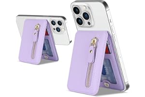 Cavor Compatible with Magsafe Wallet,Wallet with Adjustable Stand，Magnetic Wallet for iPhone 16 Pro Max/14 Pro/15/14 Plus/13/12,Magsafe Card Holder,Magsafe Phone Wallet,Zipper Pocket-Purple