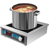 Abangdun 1800W Commercial Induction Cooktop, 120V, 9.25-Inch Hot Plate | Continuous Low-Power Heating, 9.25-Inch Coil, 18H Timer; Countertop Burner for Restaurants, Catering and Home Kitchens