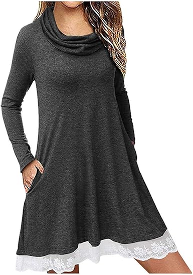 long sleeve cowl neck dress