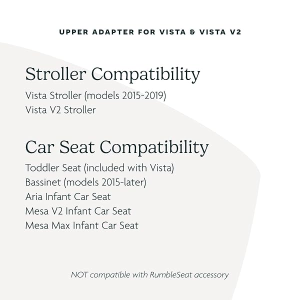 UPPABABY UPPER ADAPTER FOR VISTA, VISTA V2, AND VISTA V3 STROLLERS/ COMPATIBLE WITH BASSINET, TODDLER SEAT, ARIA, MESA V2, OR MESA MAX INFANT CAR SEATS / QUICK + SECURE ATTACHMENT / 1 SET