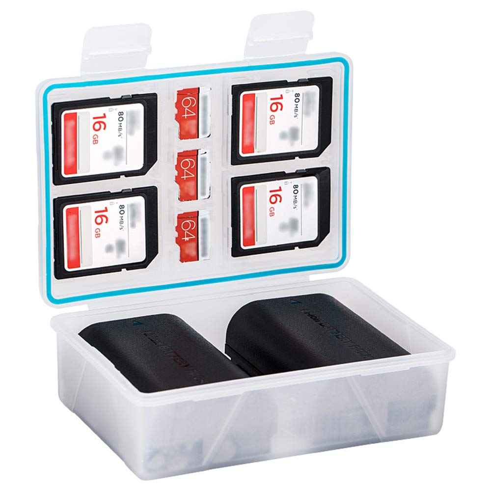 JJC Water Resistant Camera Storage Case for Canon LP-E12 x4 / Fujifilm NP-W126 x2, Nikon EN-EL15 x2, Sony NP-F550 x1 and SD MSD XQD Memory Card