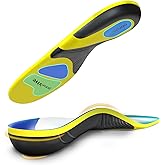 Gviipk Upgraded Plantar Fasciitis Insoles, 240lbs Heavy Duty Work Boot Insoles for Men, Arch Support Orthotics Inserts, Athletic Gel Shoe Inserts for Pain Relief, Flat Feet, Standing All Day - S