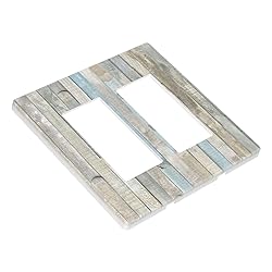 Country Rustic Blue White Wood 2 Gang Double GFCI