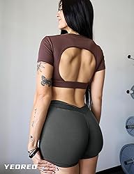 YEOREO Workout Scrunch Shorts Women V Back Gym Butt