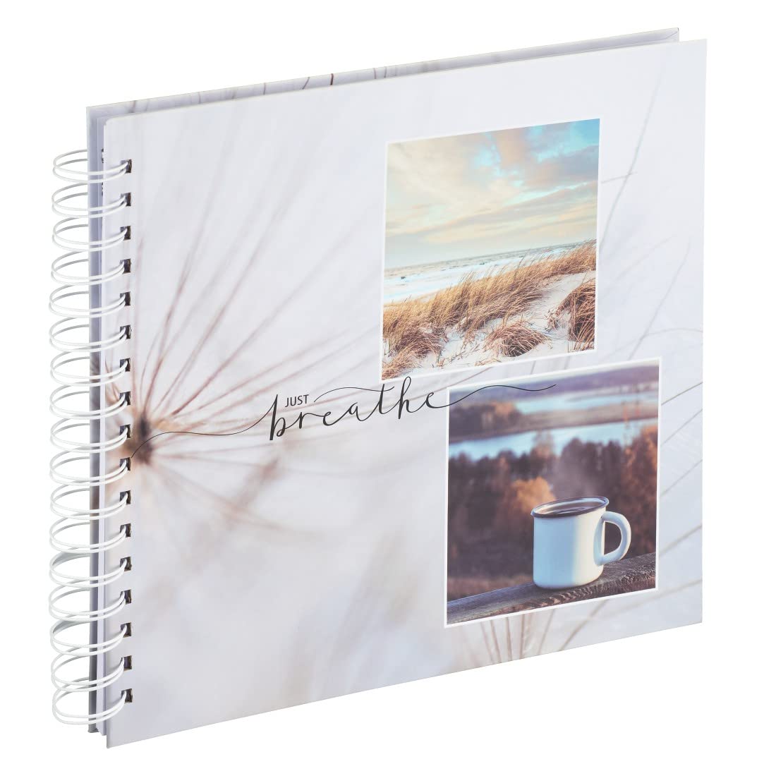 Hama "Relax" Spiral Photo Album (Holidays, Birthdays, Christenings, 28 x 24 cm, 50 White Pages to Customise and Stick Up to 100 10 x 15 cm Photos) Multicoloured/Breathe