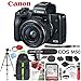 Canon EOS M50 Mirrorless Digital Camera Black with EF-M 15-45mm is STM Lens Bundle with 32GB Memory Card, Dual Battery, Shotgun Microphone, Backpack, Tripod and Accessories (12 Items)