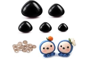 Safety Noses for Amigurumi 100 Pcs 15-30mm Plastic Plush Safety Noses Doll Crochet Nose with Washers for Crafts Stuffed Croch
