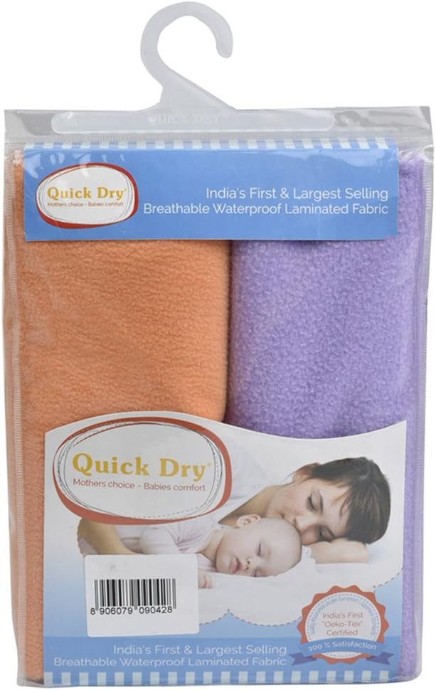 Quick Dry Bed Protector for 0-3 Months, Peach and Lilac, One Size (Pack of 2)