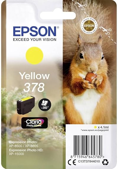 Epson 378 Yellow Squirrel Genuine Claria Photo HD Ink Cartridge 360 Pages