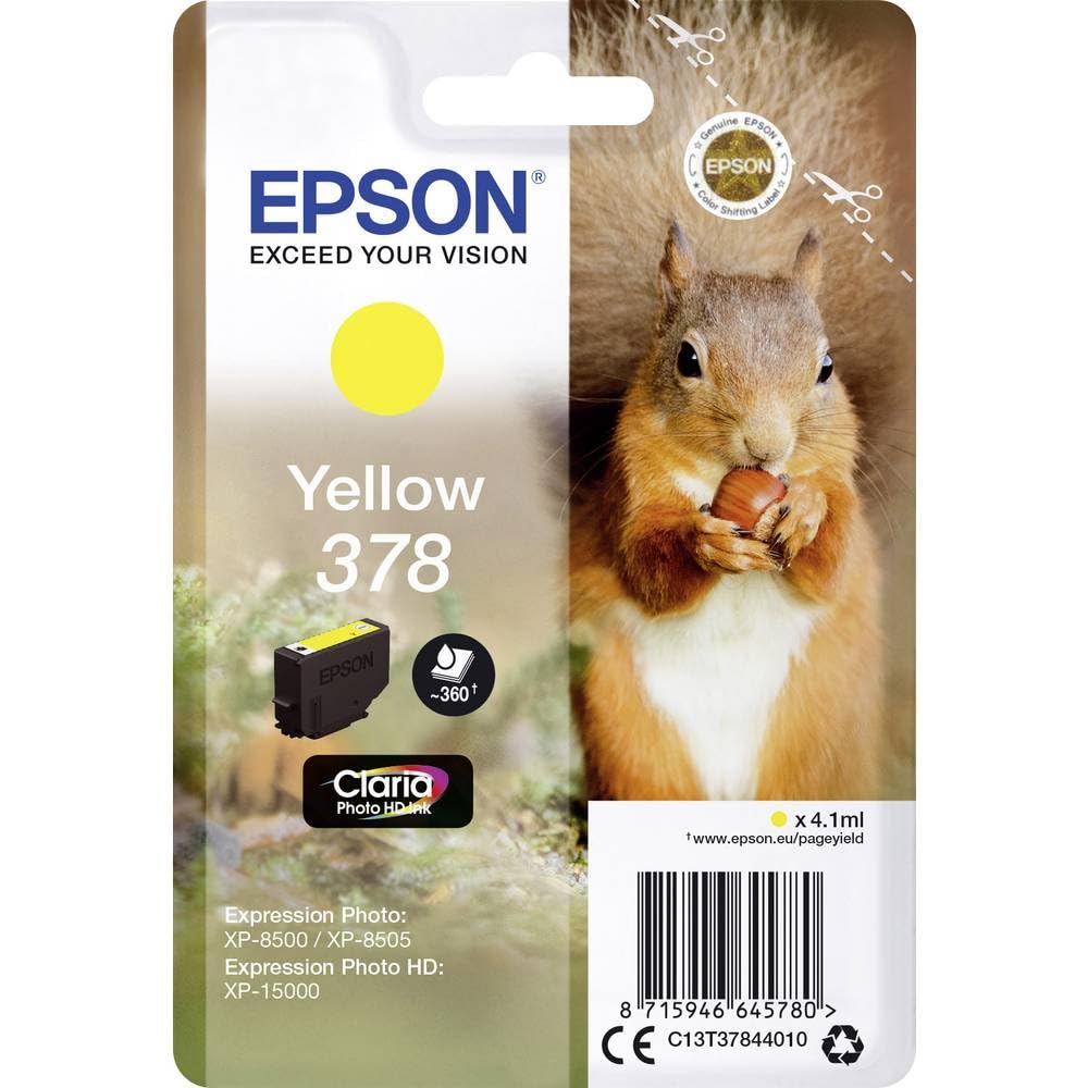Epson 378 Yellow Squirrel Genuine, Claria Photo HD Ink Cartridge, Amazon Dash Replenishment Ready, Standard Capacity