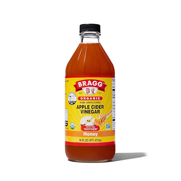 BRAGG ORGANIC APPLE CIDER VINEGAR HONEY BLEND WITH THE MOTHER – 16 FL OZ – RAW AND UNFILTERED