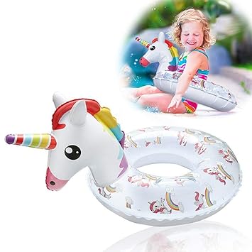 WISHTIME Aufblasbares Floß für Kinder, einzigartiges Design, Schwimmring, Pool-Spielzeug mit Griff, schnell aufblasbar, Spaß 
