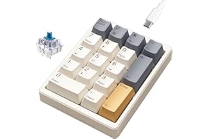 Kisnt Mechanical Number Pad,Hot Swappable Numpad Wired USB 17 Keys Keypad White Backlit Numeric Keypad with PBT Keycaps for L