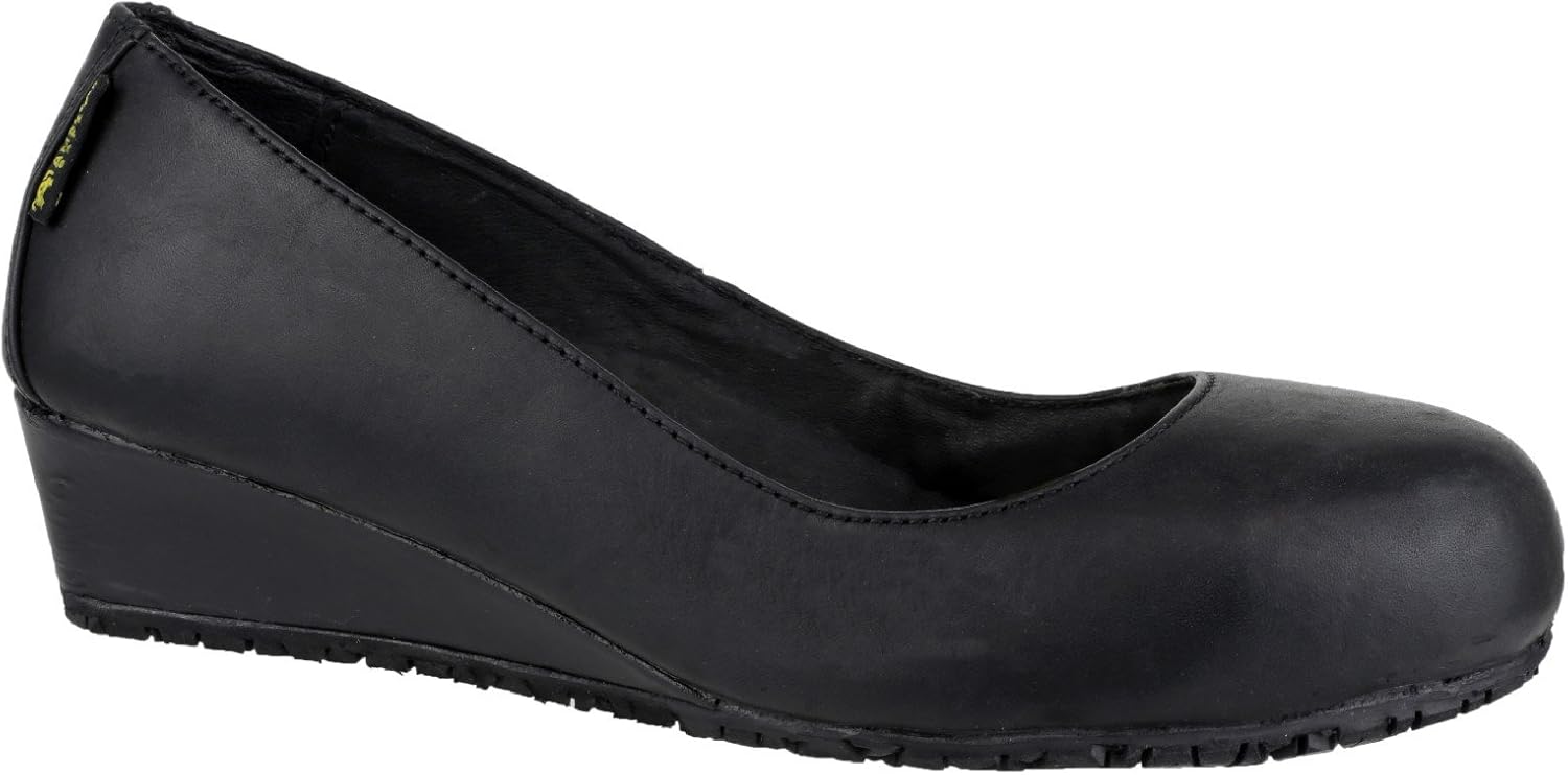 Ladies Leather Wedge with Steel Safety Toe Cap and Antibacterial