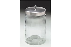 DUKAL 4012 Tech-Med Sundry Jar with Stainless Steel Lid, Unlabeled, 4-1/4" Diameter, 7" Height, Glass (Pack of 6)