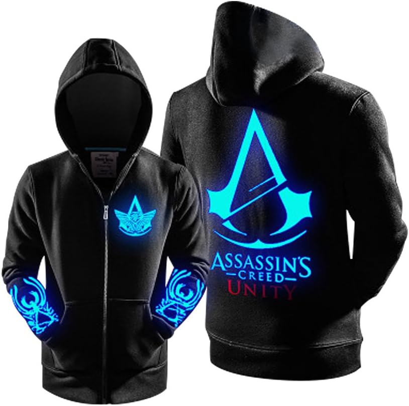 COSICON Luminous Hoody Assassin's Creed Unity Logo Zipper Hoodies Jacket Costume